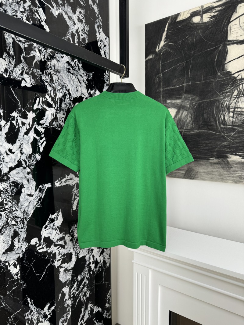LV Jacquard Sleeve Woolen Short Sleeve T-Shirt 1 1