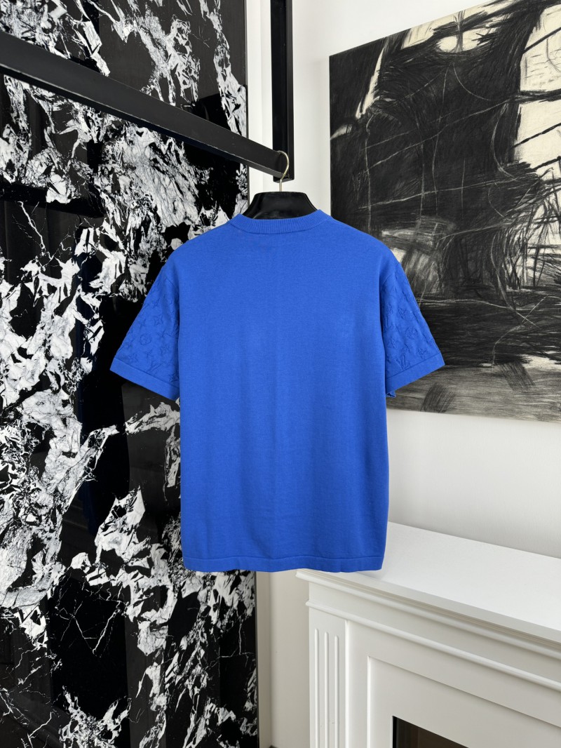 LV Jacquard Sleeve Woolen Short Sleeve T-Shirt 2 1