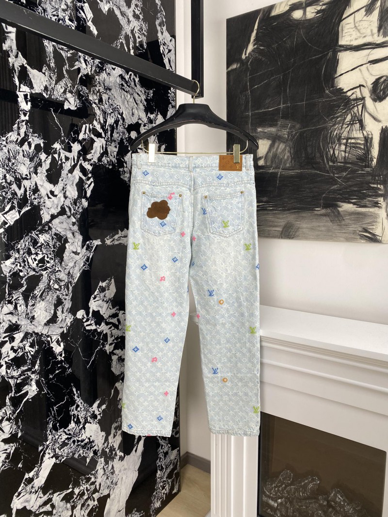 LV co-branded embroidered denim pants 1