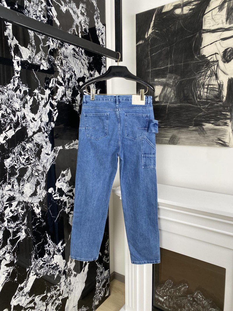 Dior embroidered denim pants with rhombus stitching 1