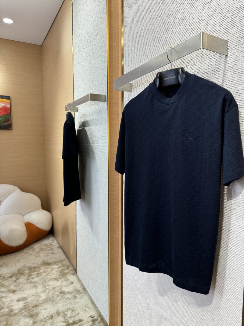 LV Checkerboard Embroidered Short Sleeve T-Shirt 1 2
