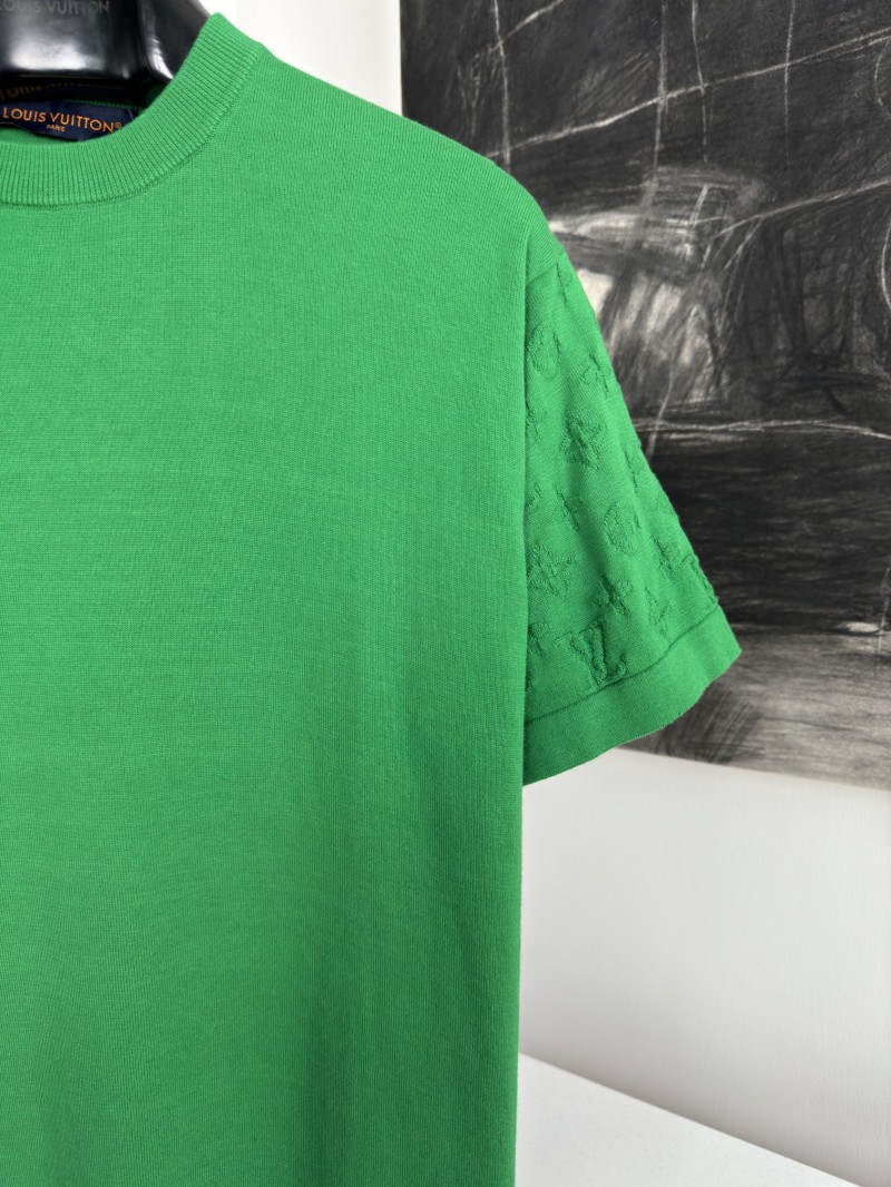 LV Jacquard Sleeve Woolen Short Sleeve T-Shirt 1 2