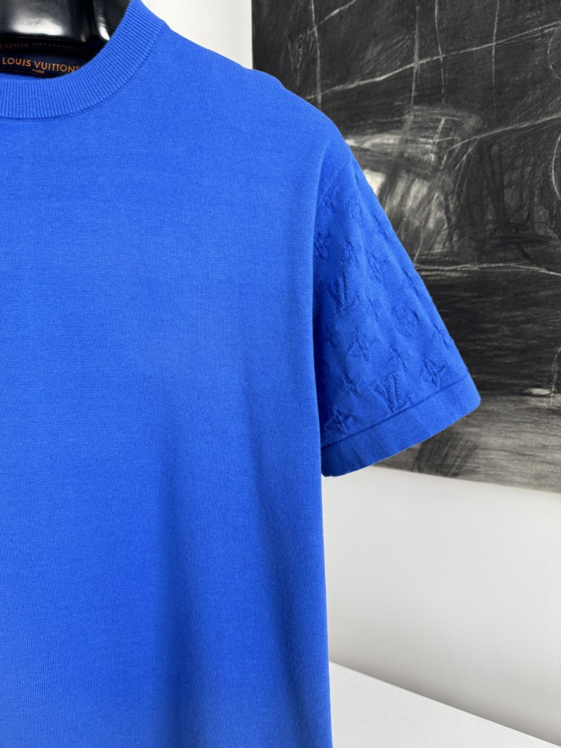 LV Jacquard Sleeve Woolen Short Sleeve T-Shirt 2 2