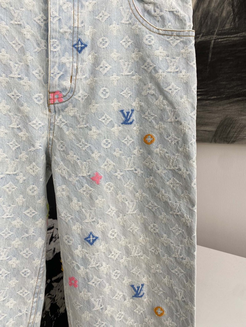 LV co-branded embroidered denim pants 2