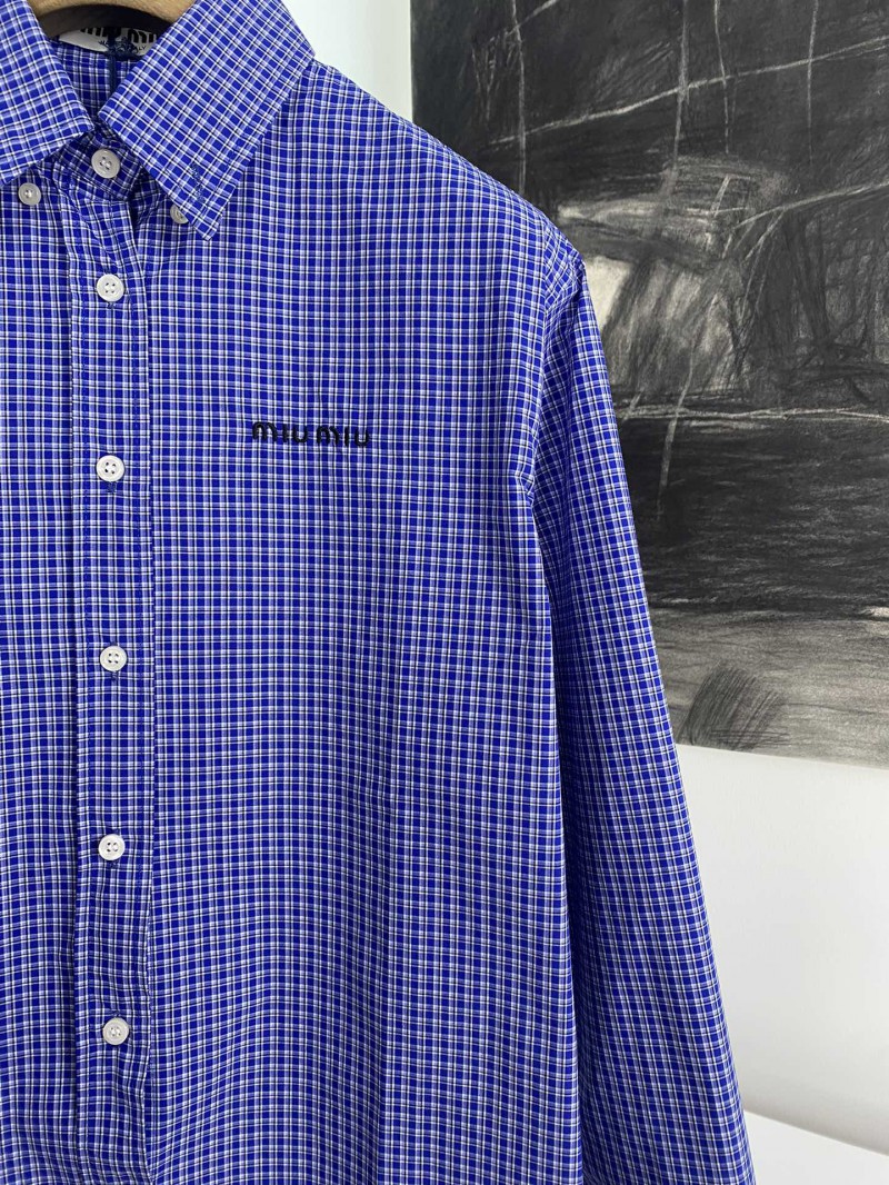 MIUMIU check embroidered shirt 2