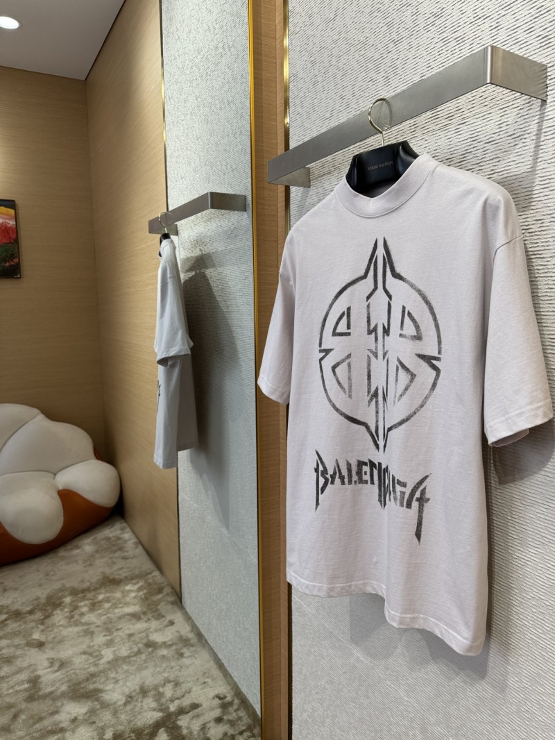 Balenciaga Logo Aged Short Sleeve T-Shirt 1 2
