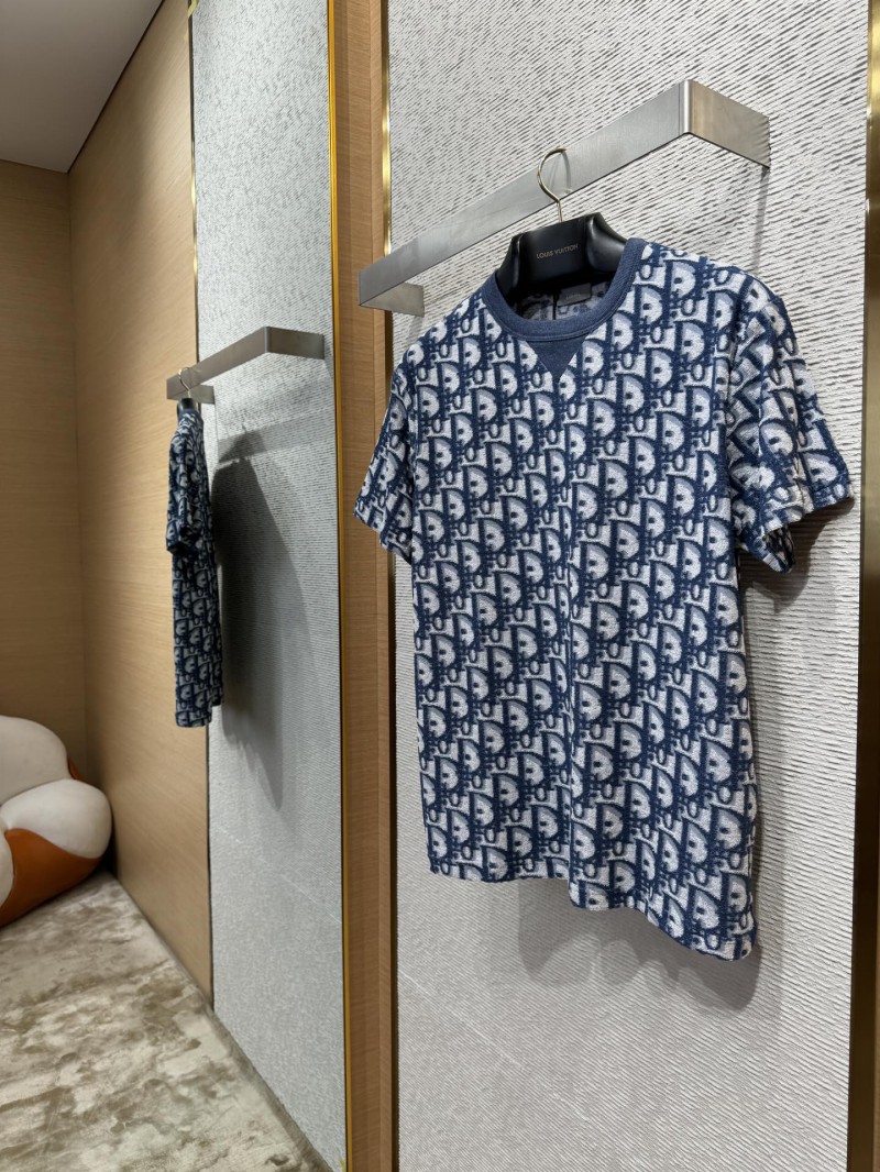 Dior Jacquard All Over Print Short Sleeve T-Shirt 1 2