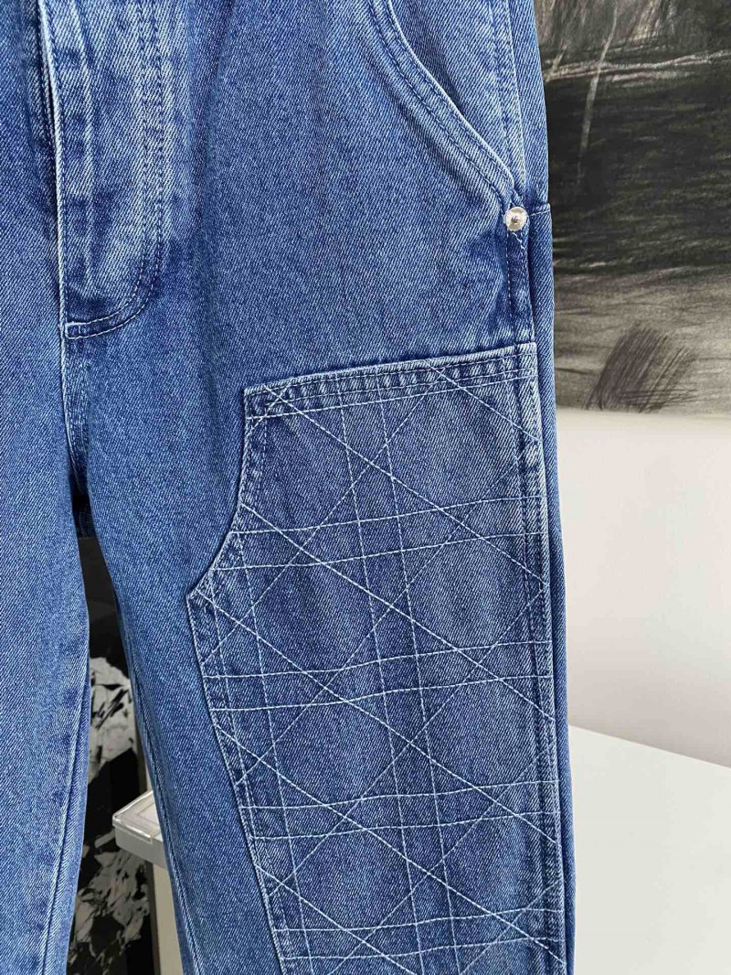 Dior embroidered denim pants with rhombus stitching 2