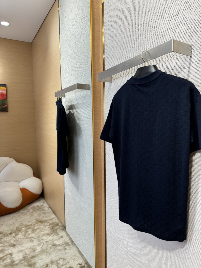 LV Checkerboard Embroidered Short Sleeve T-Shirt 1 3
