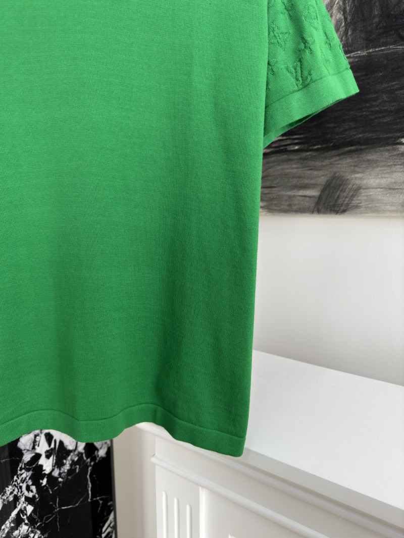 LV Jacquard Sleeve Woolen Short Sleeve T-Shirt 1 3