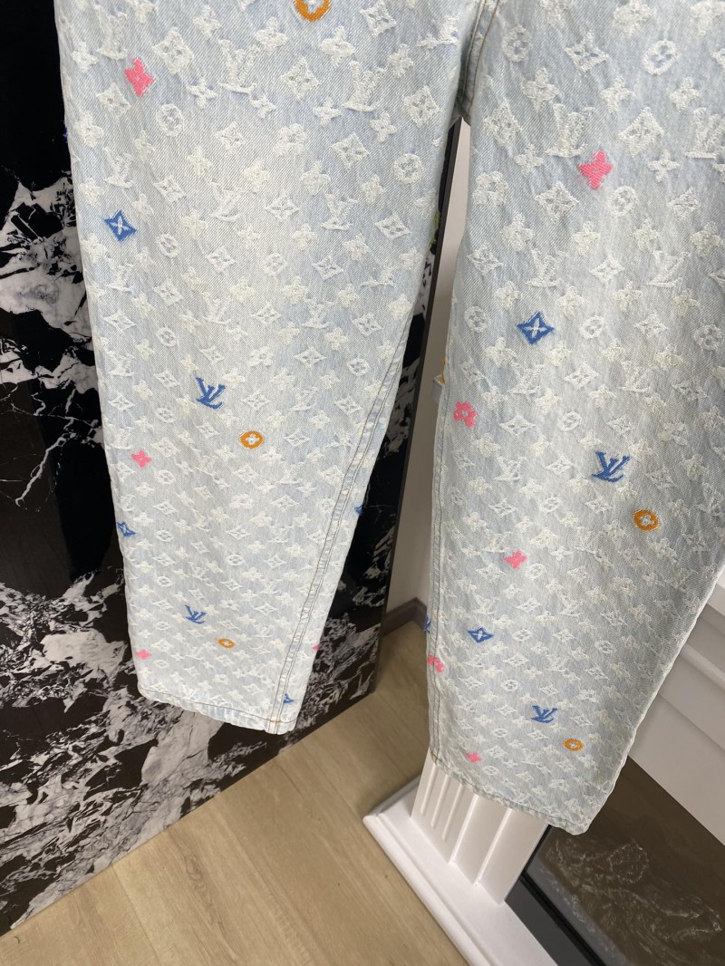 LV co-branded embroidered denim pants 3