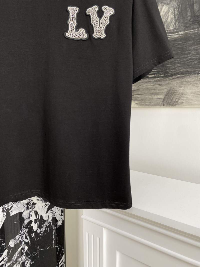 LV short sleeves in dark check pattern with beading 3