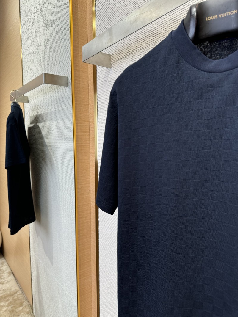 LV Checkerboard Embroidered Short Sleeve T-Shirt 1 4