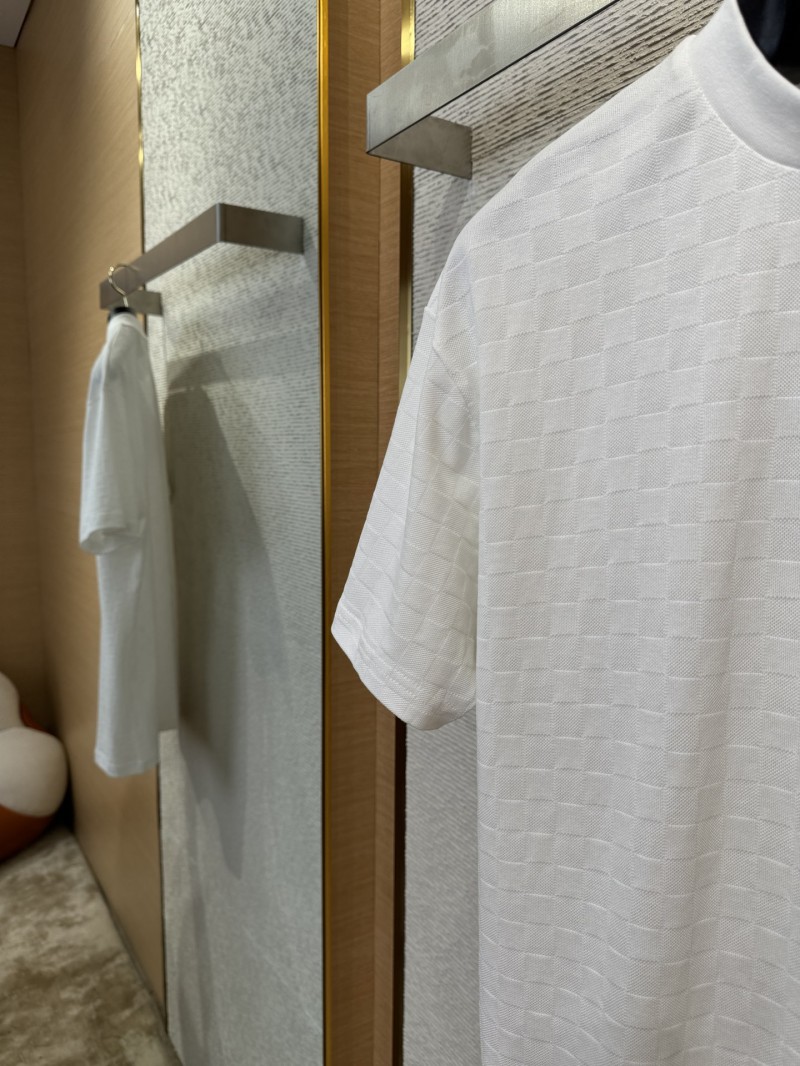 LV Checkerboard Embroidered Short Sleeve T-Shirt 2 4
