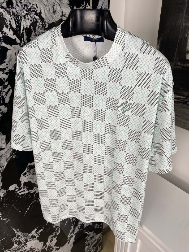 LV Green Checkerboard Print Short Sleeve 4