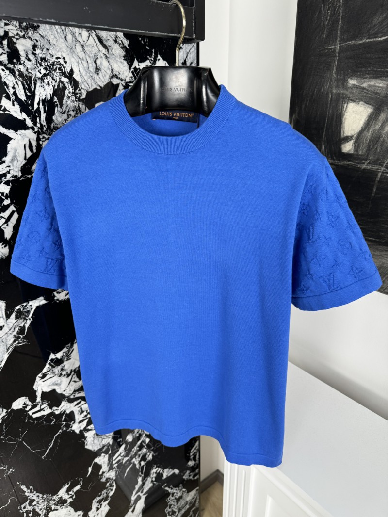 LV Jacquard Sleeve Woolen Short Sleeve T-Shirt 2 4
