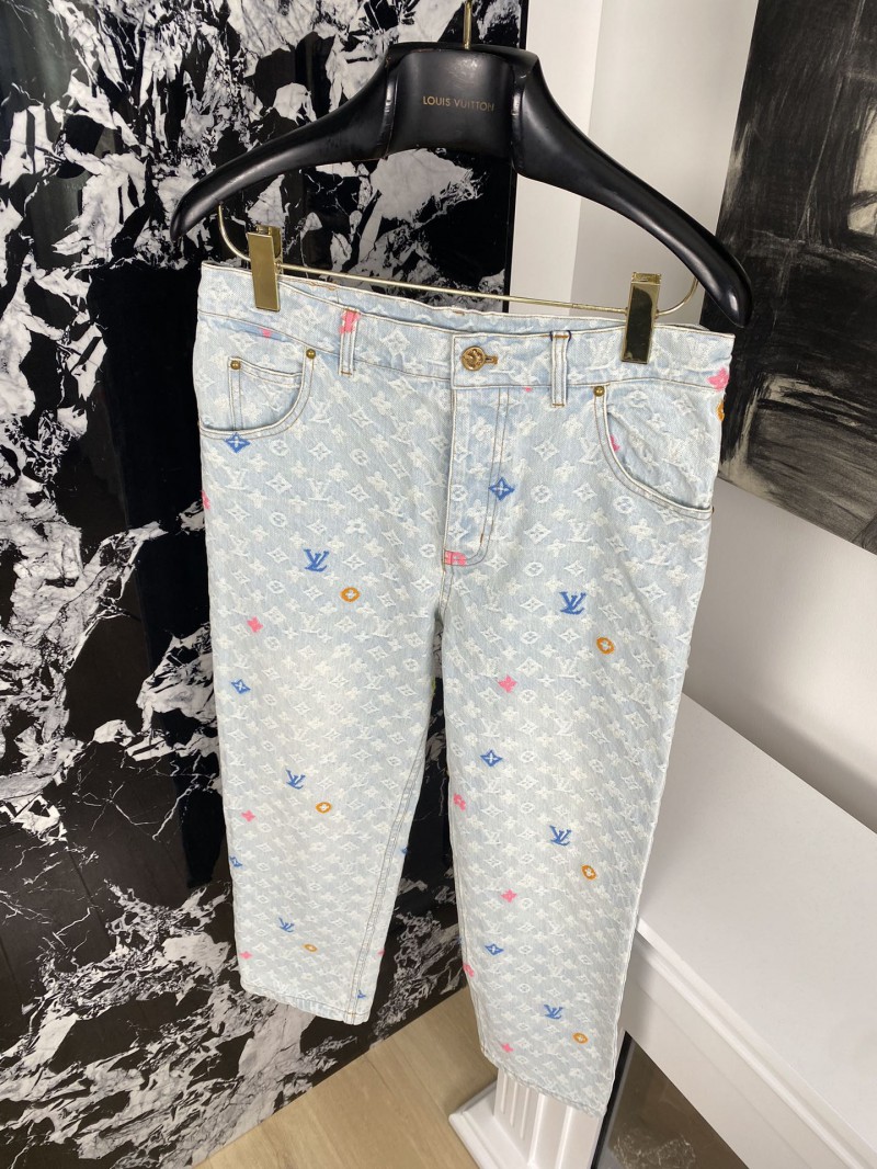 LV co-branded embroidered denim pants 4