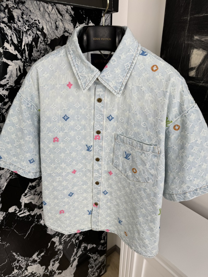 LV co-branded embroidered denim short sleeve jacket 4