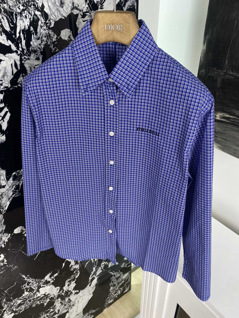 MIUMIU check embroidered shirt 4