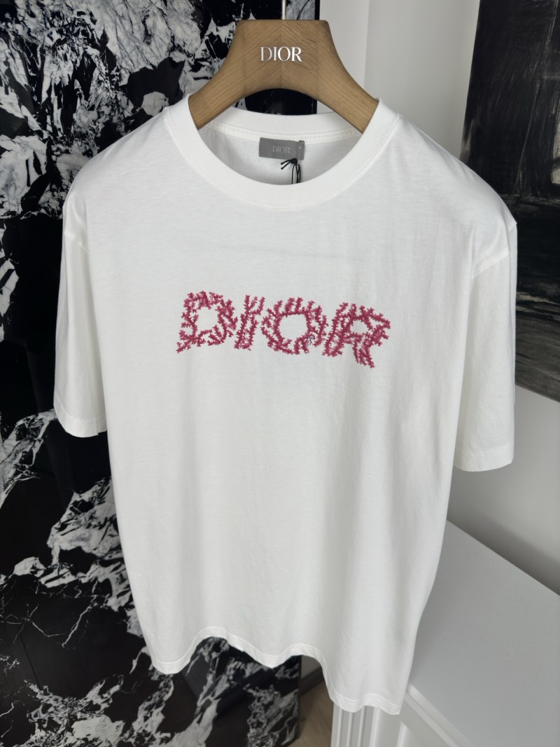 Dior Coral Print Short Sleeve T-Shirt 4