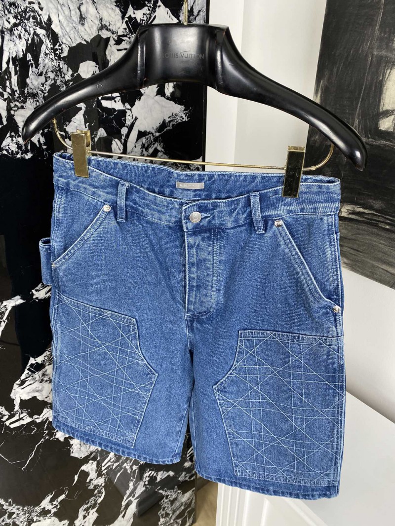 Dior embroidered denim shorts with diamond stitching 4