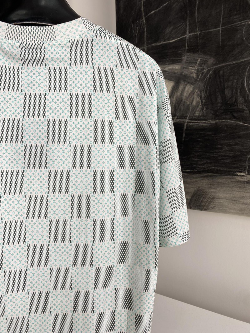 LV Green Checkerboard Print Short Sleeve 5