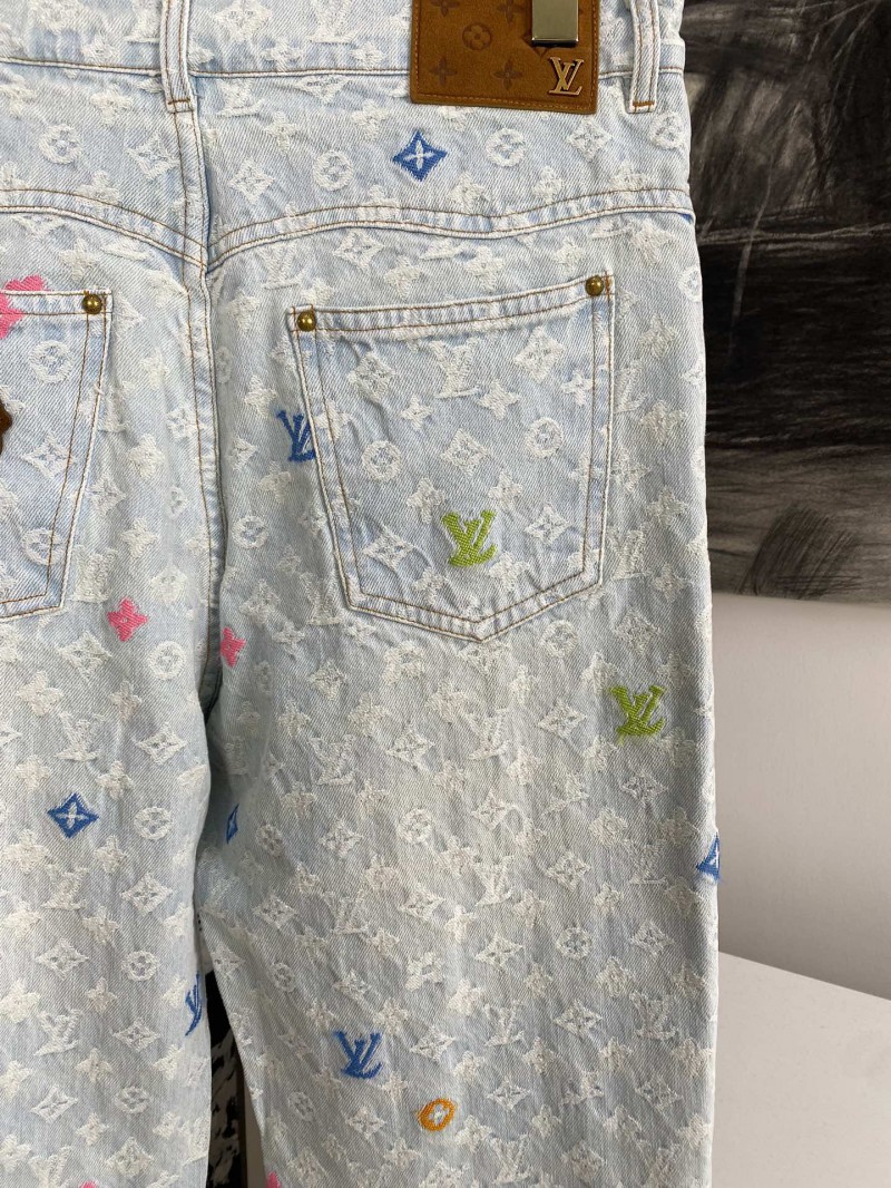 LV co-branded embroidered denim pants 5