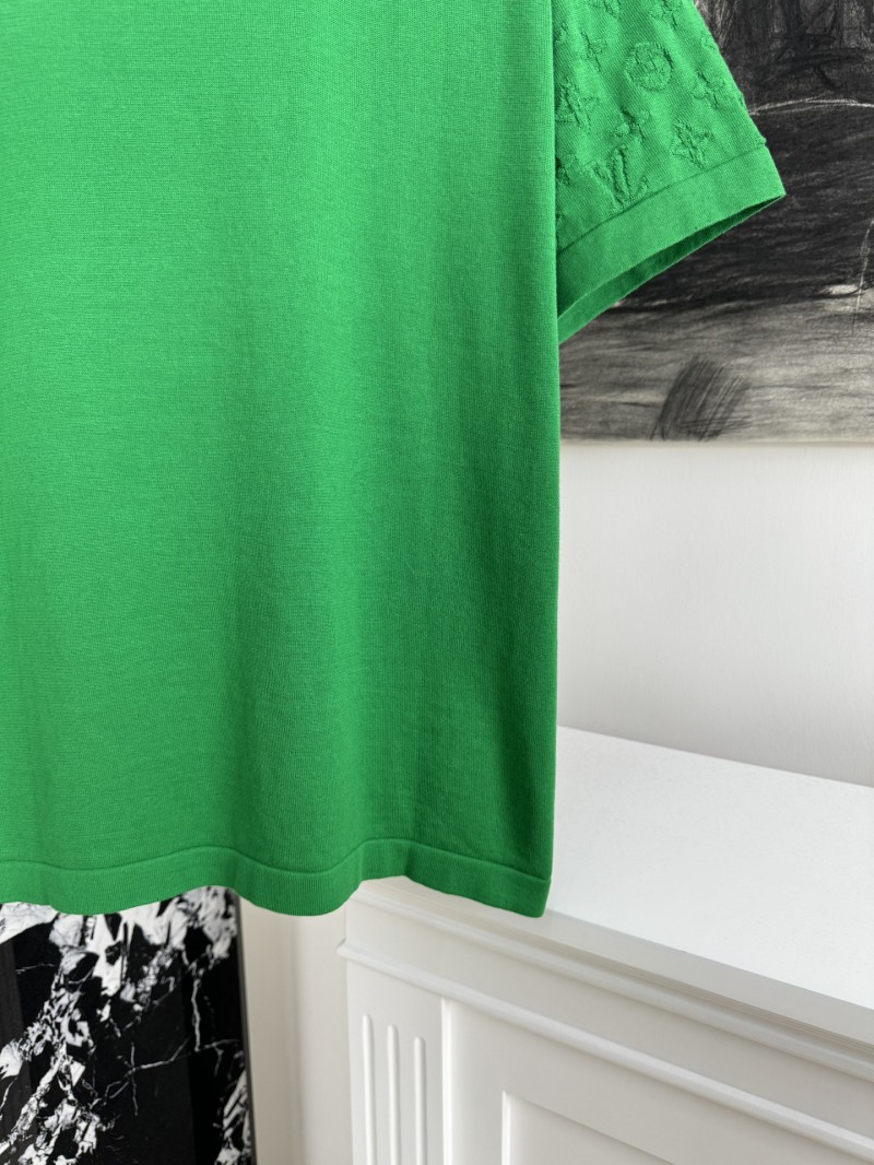 LV Jacquard Sleeve Woolen Short Sleeve T-Shirt 1 6