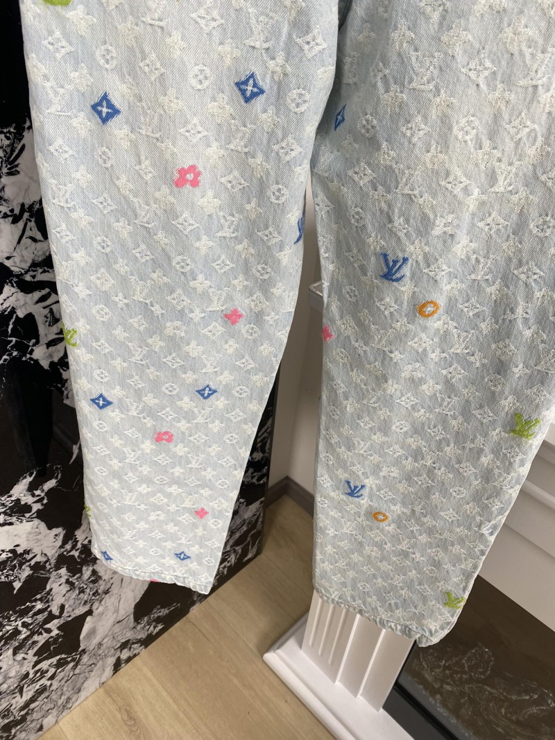 LV co-branded embroidered denim pants 6