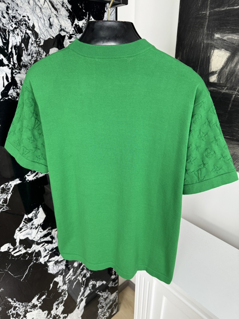 LV Jacquard Sleeve Woolen Short Sleeve T-Shirt 1 7