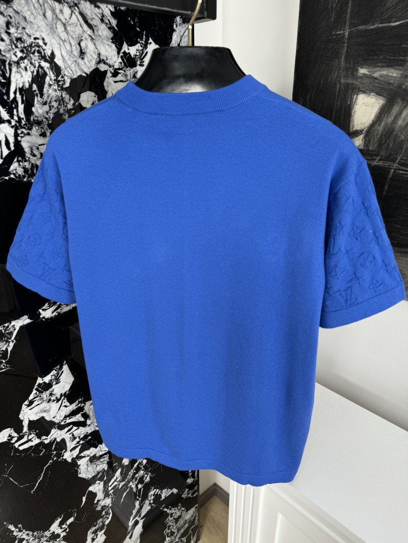 LV Jacquard Sleeve Woolen Short Sleeve T-Shirt 2 7