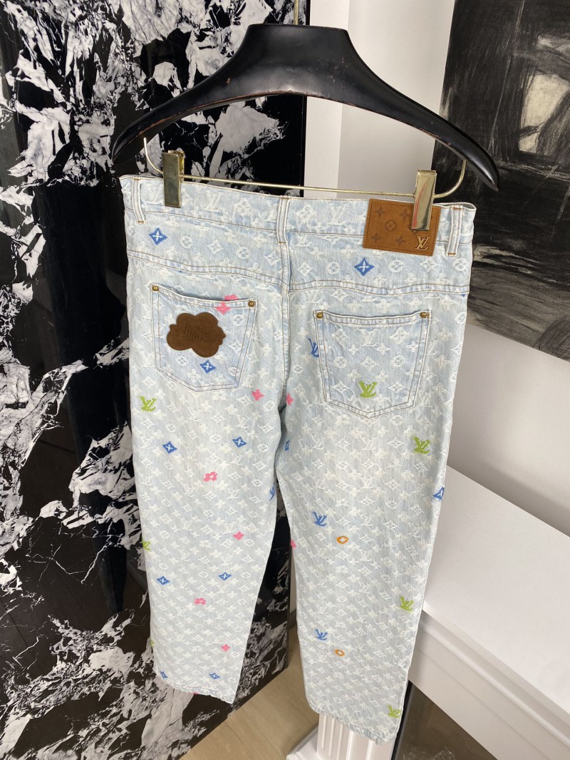 LV co-branded embroidered denim pants 7