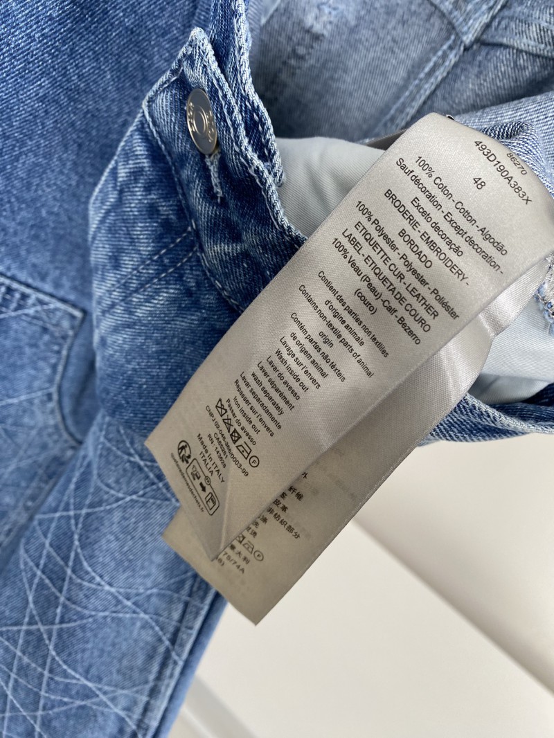 Dior embroidered denim pants with rhombus stitching 8