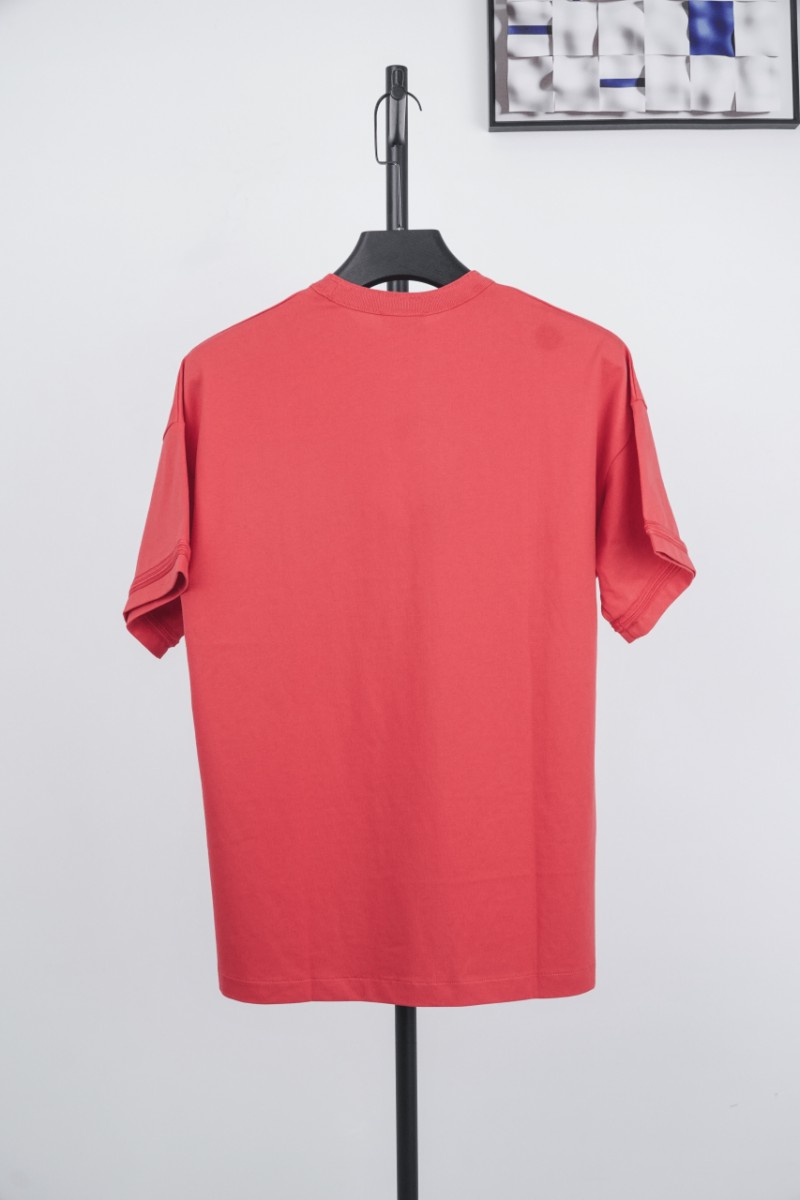 Dior Island Label Embroidered Short Sleeve Red 1