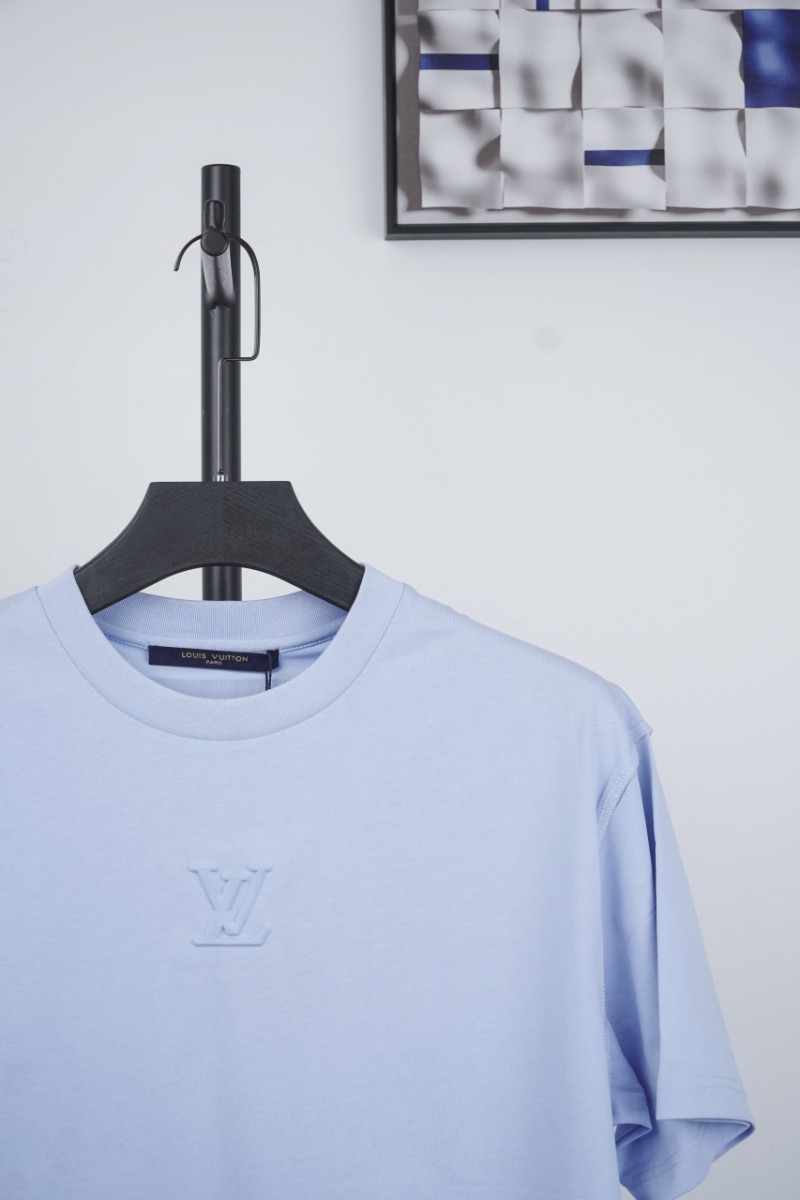 LV Old Flower Embossed Short Sleeve Sky Blue 2
