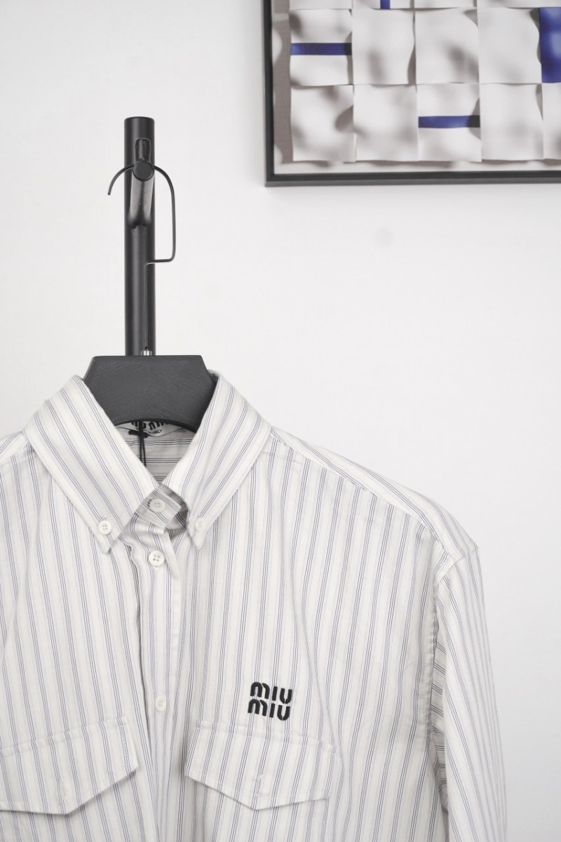 MiuMiu Double Pocket Letter Long Sleeve Shirt 2