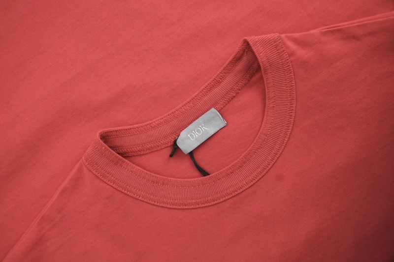 Dior Island Label Embroidered Short Sleeve Red 3