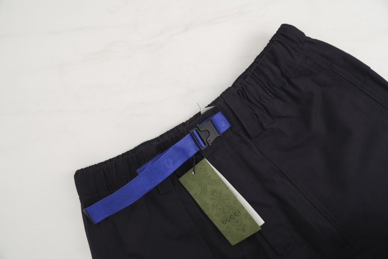 Gucci Blue Waist Webbing Elastic Snapback Trousers 3