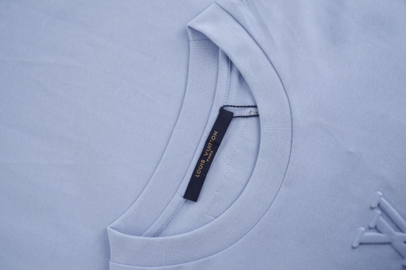 LV Old Flower Embossed Short Sleeve Sky Blue 3