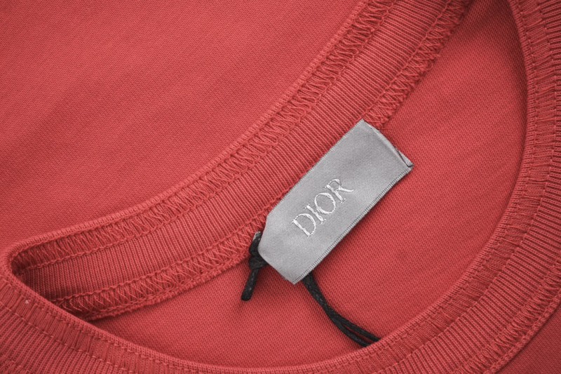 Dior Island Label Embroidered Short Sleeve Red 4