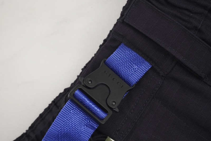 Gucci Blue Waist Webbing Elastic Snapback Trousers 4