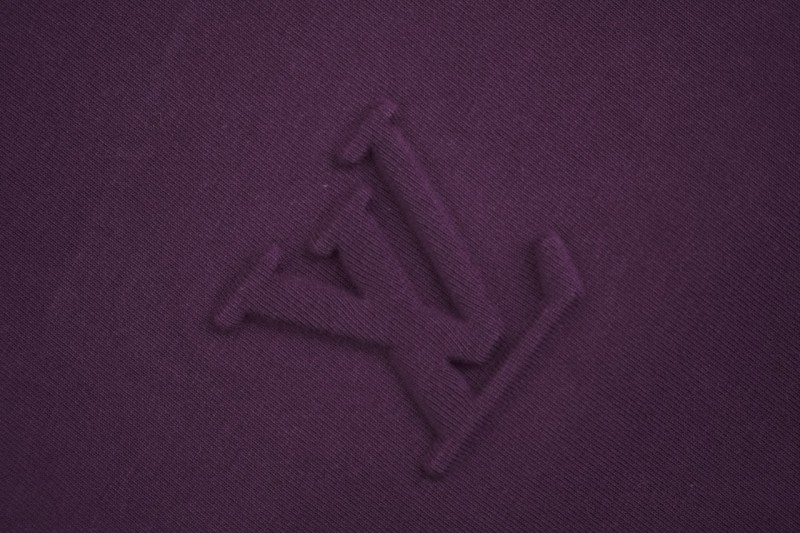 LV Old Flower Embossed Short Sleeve Wine Red 4