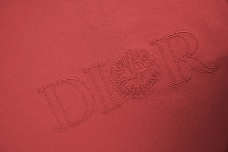 Dior Island Label Embroidered Short Sleeve Red 5