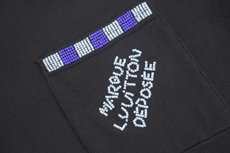 LV Pocket Embroidered Beads Knit Short Sleeve 5