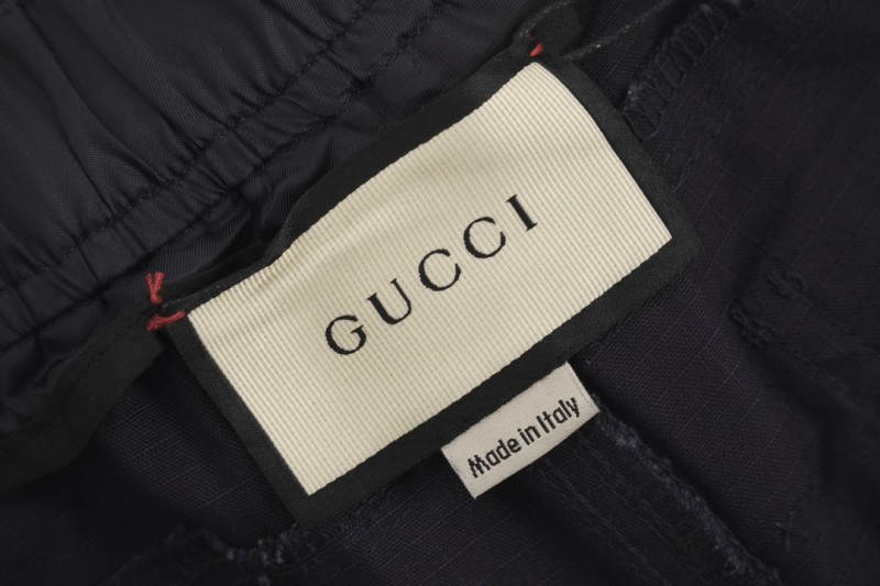 Gucci Blue Waist Webbing Elastic Snapback Trousers 7