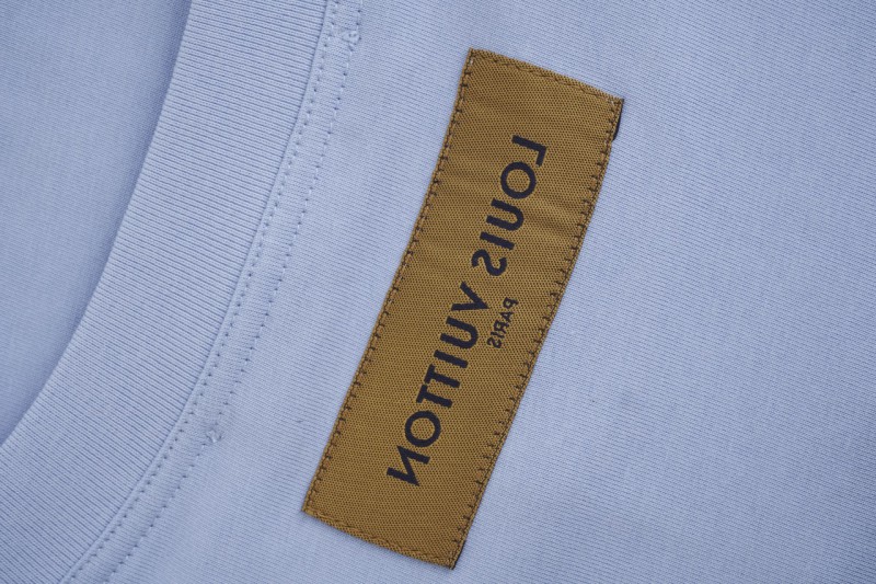 LV Old Flower Embossed Short Sleeve Sky Blue 7
