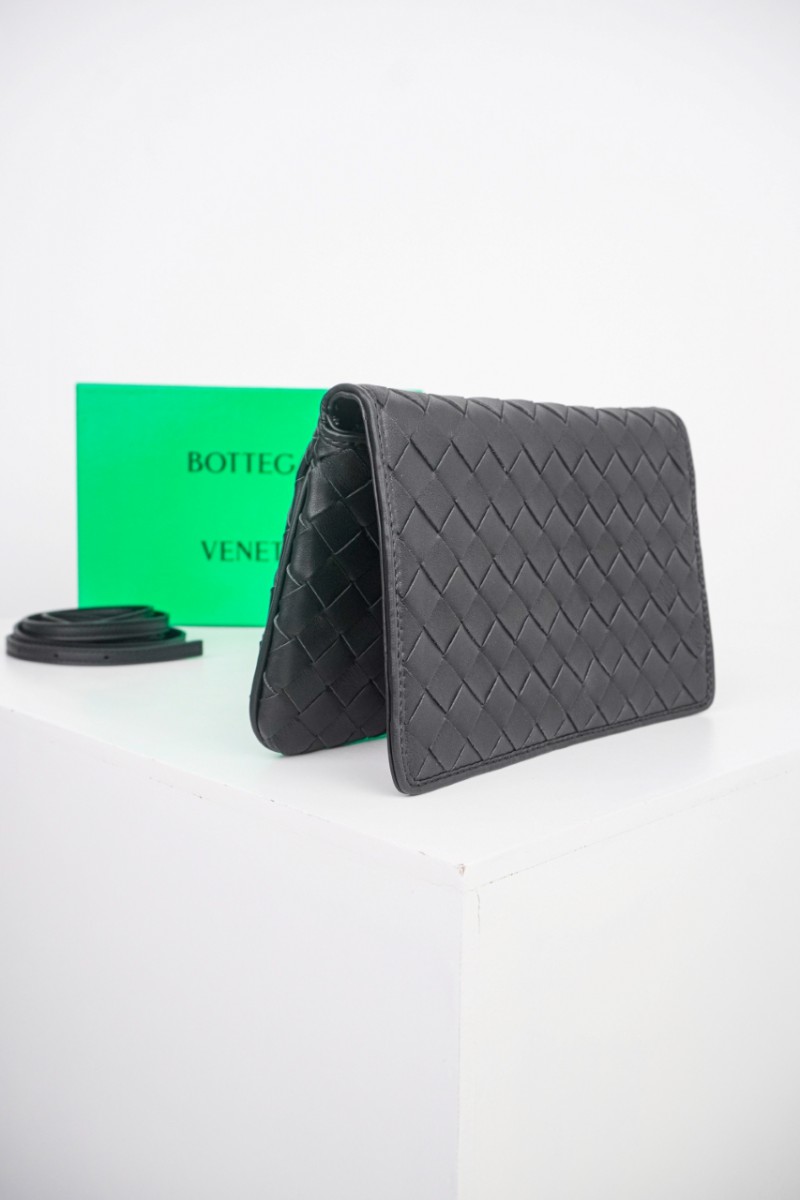 Bottega Veneta Lambskin Small Check Clutch Bag 9