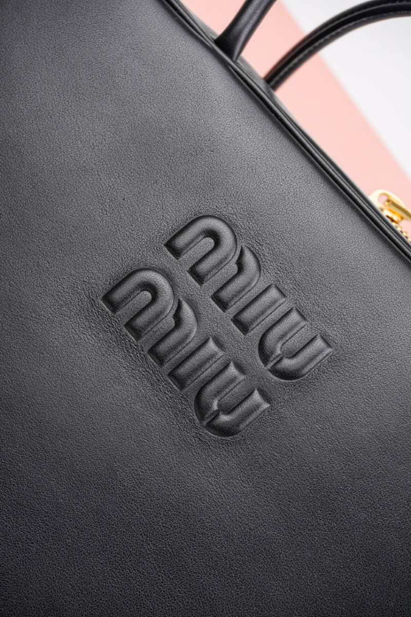 Miu Miu Black Logo Embossed Zip Tote Bag 12