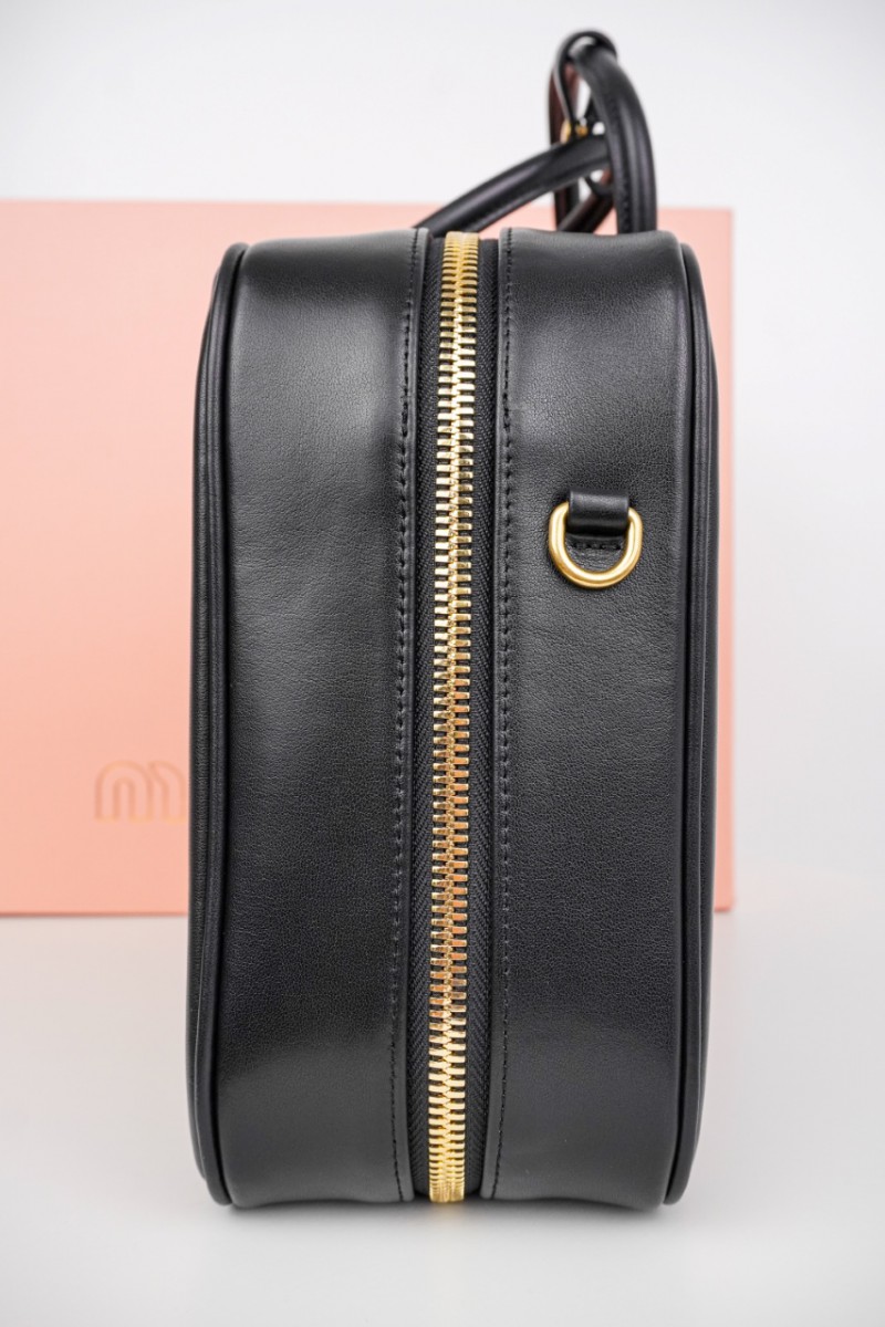 Miu Miu Black Logo Embossed Zip Tote Bag 13