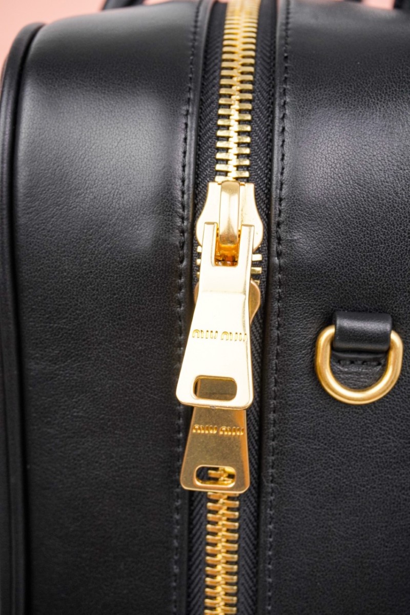 Miu Miu Black Logo Embossed Zip Tote Bag 15